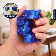 Infinity Cube 3 Pack Fidget Cube Toy Stress Anxiety Relief for Adults and Kids Hand-Held Magic Puzzle Flip Fidgeting Finger Toys for ADD ADHD Passing Time Galaxy Space Christmas Stocking Stuffers