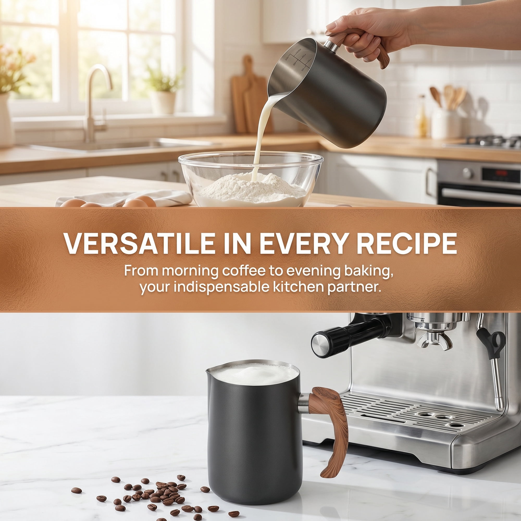 Unique Bargains Stainless Steel Measuring Cup for Accurate Kitchen Work Black 1000ml
