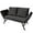 Black Lounger & Black Pillowcase, variant on Greesum Outdoor Sofa, Woven Rattan Patio Furniture, Convertible Daybed or Double Chair with Adjustable Armrests, Cushions and Pillows for Yard, Porch, Pool, Black Lounger & Black Pillowcase