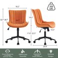 thumbnail image 4 of Kidol & Shellder Armless Desk Chair, Soft Faux Leather Swivel Office Task Chair, Camel, 4 of 6