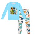 thumbnail image 1 of Pyjamas pour Garçons Ensemble de Pyjama Imprimé Dinosaure Col Rond Manches Longues Pantalon 2 Pcs Printemps Automne Pyjamas pour Enfants Bleu Clair 2 Ans-3 Ans, 1 of 5
