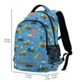 thumbnail image 2 of FORMRS Kids School Backpack Elementary Student Unisex Travel Bookbag with Reflective Stripes, Blue Cartoon Trucks Pattern, 2 of 7