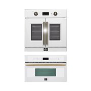 2-Piece Kitchen Bundle - 30" White Single Wall Oven, 30" White Microwave