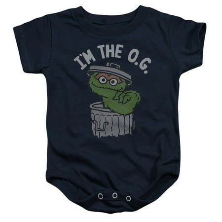 Sesame Street Oscar The OG Unisex Infant Snap Suit for Baby, Navy, Medium