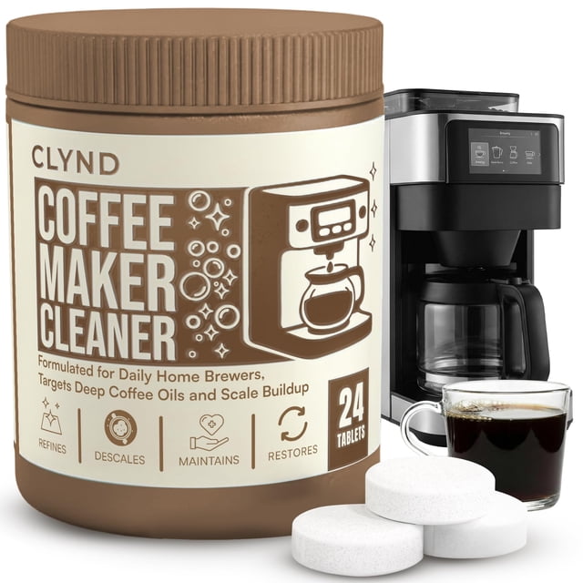 CLYND Tabletas limpiadoras y descalcificadoras para cafetera, 24 unidades