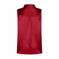 thumbnail image 5 of Women's Sleeveless Button Down Blouse Shirts Tops, Satin Business Casual Shirt for Women, Office Work Vacation Travel Fashion Essential Gift for Ladies | CSEONE,Red XL, 5 of 8