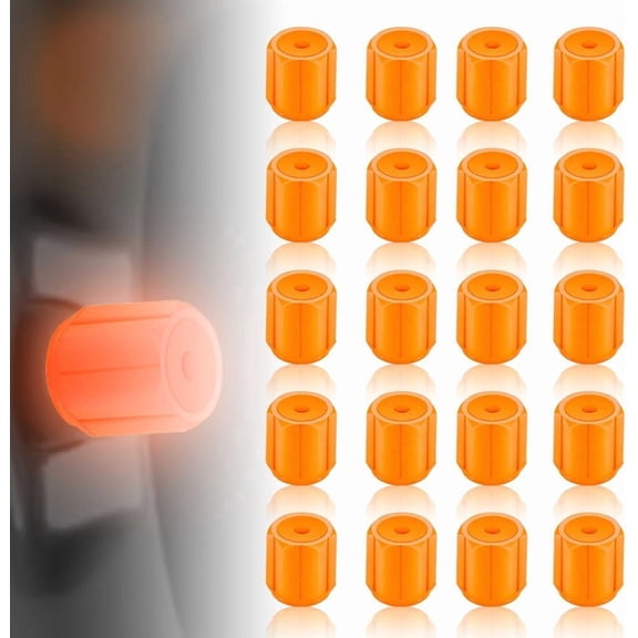 20PCS Glow-in-The-Dark Tire Valve Stem Caps, 2026 New Fluorescent Luminous Tire ABS Valve Caps Universal Fit Air Valve Covers for Car Truck SUV Motorcycle Bike (Orange)