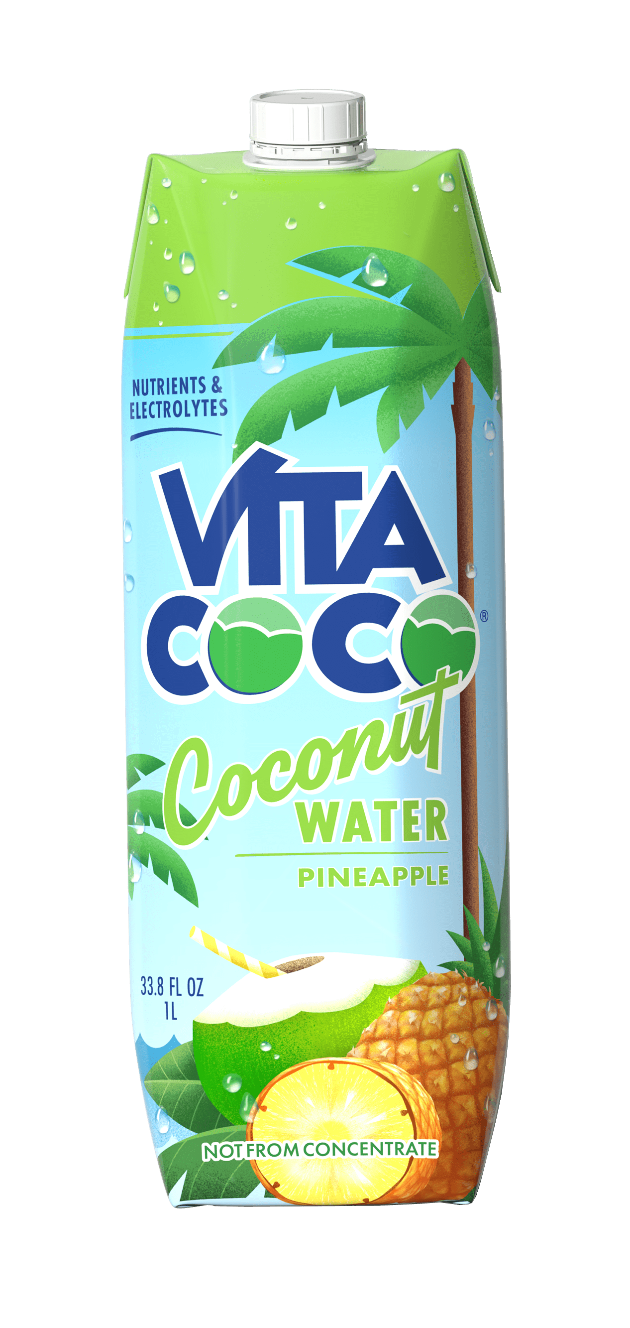 Vita Coco Coconut Water, Pineapple, 33.8 fl oz Tetra