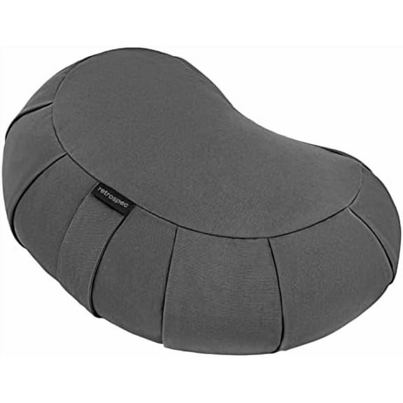 Sedona Zafu Meditation Cushion with Buckwheat Hull Fill - Adjustable Yoga & Pilates Equipment Support - 17in Crescent Cotton Cover