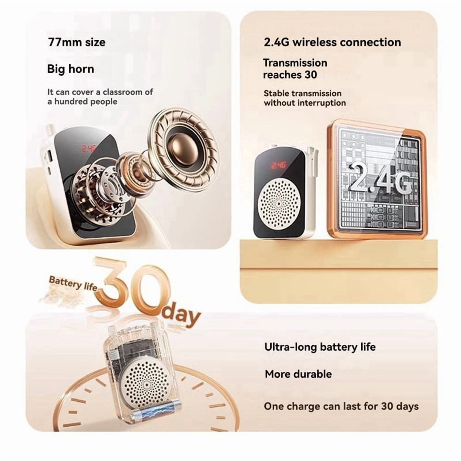 Voice Amplifier Wireless with Lavalier Microphone,Portable Voice Amplifier with Laple Mic Speaker,for Classroom,Speech
