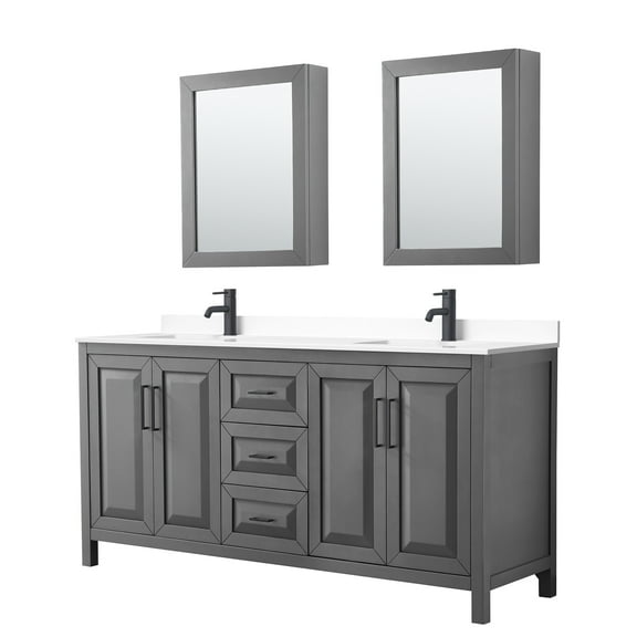 Wyndham Collection Wcv252572d-Vca-Med Daria 72" Free Standing Double Basin Vanity Set -
