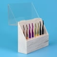 thumbnail image 4 of Storage Rack Dust-proof Sturdy Minimalistic Easy to Carry Reused Displaying Acrylic Flip-top Type 8-hole Lash Tweezers Holder for Home, 4 of 10