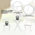 thumbnail image 5 of EastVita 3 Piece Patio Bistro Sets Outdoor Folding Bistro Set of 2 Small Colorful Bistro Coffee Table and 2 Chairs Foldable Metal Patio Furniture Set for Apartments/Porch/Deck/Balcony/Garden (White), 5 of 7
