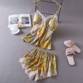 thumbnail image 4 of Daeyard Sexy Lace Cami and Shorts 2 Pieces Pajama Set For Women Silk Floral Pjs Lingerie Set Satin Sleepwear Nightwear, 4 of 4