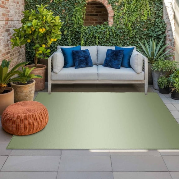 Outdoor Rug 3x5 ft Sage Green Outdoor Large Area Rug Non Slip Rubber Ombre Green Front Door Mat RV Rug Camping Carpet Patio Outdoor Rugs for Backyard Balcony Deck Porch Indoor