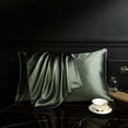 thumbnail image 2 of DISANGNI 100% Mulberry Silk Silk Pillowcase, Used for Hair and Skin, Envelope Type, Silk on one Side and Tencel on The Other Side, 1pc (Green, 1 pc King Size 20"x36"), 2 of 7