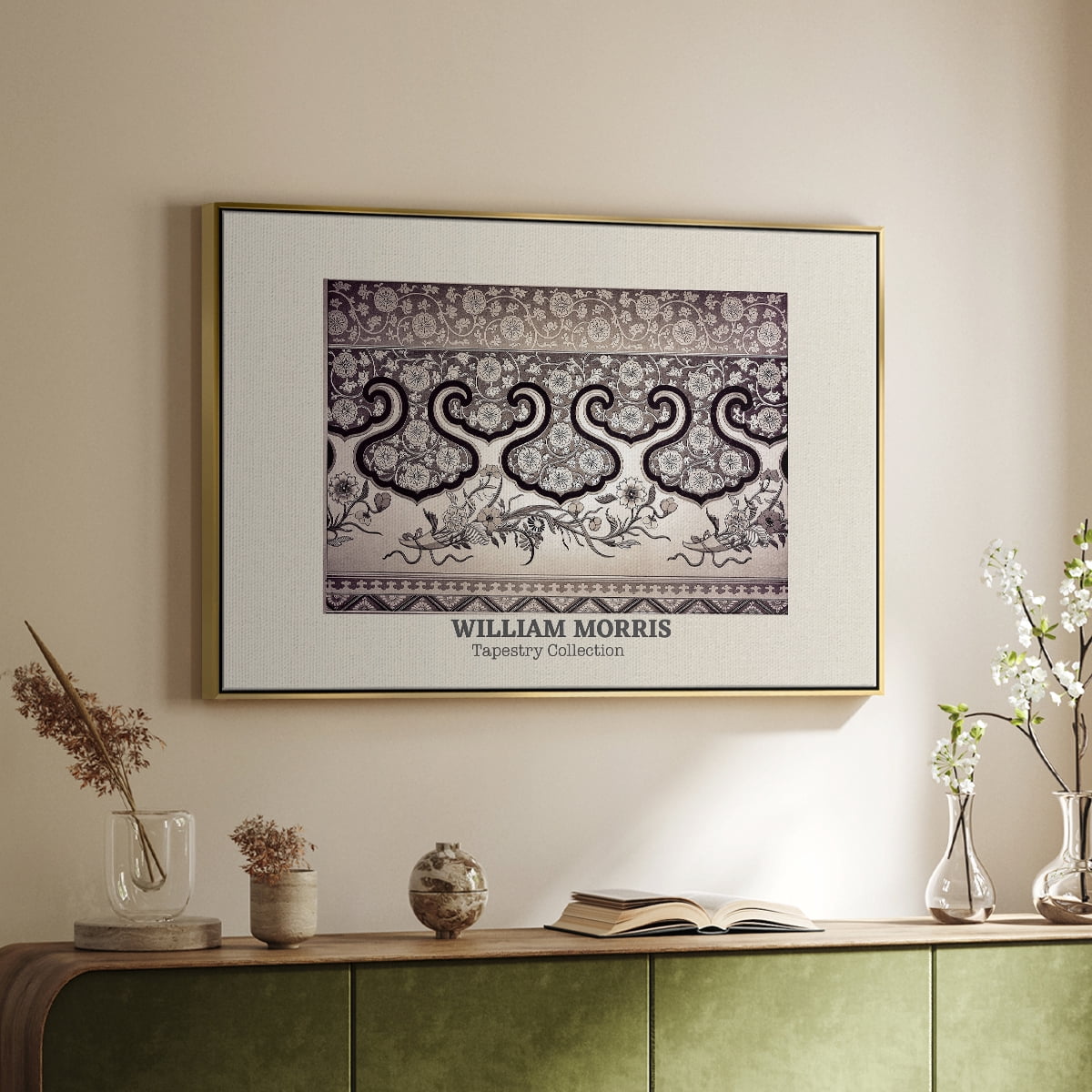 Vintage Abstract Print-XXXIII Framed in Gold Wood Gallery Wrapped Canvas 25 in. x 37 in.
