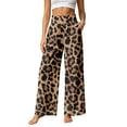 thumbnail image 3 of Arlun Leopard Print Palazzo Pants for Women Summer Wide Leg Stretchy High Waist Flowy Pants 2026 Beach Vacation Bottoms Loose Comfortable Casual Trousers with Pockets 3-Coffee XL, 3 of 8