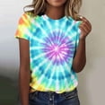 thumbnail image 3 of Otvok Women Tie-Dye T Shirts Summer Casual Graphic Round Neck Short Sleeve Trendy Workout Blouses Basic Tees Tops, 3 of 6