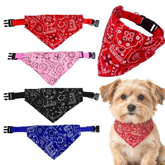 CHENjy Dog Bandana Collar with Classic Paisley Pattern, No-Tie Adjustable Snap Pet Kerchief, Soft Polyester Drool Bib for Large Dogs, L,Black