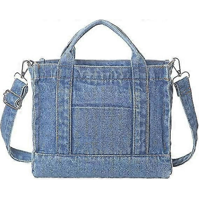 Ghyt Denim Wallet Jeans Travel Tote Bag Ladies Beach Bag Denim Wallet And Tote Bag For Girly Ladies Light Blue