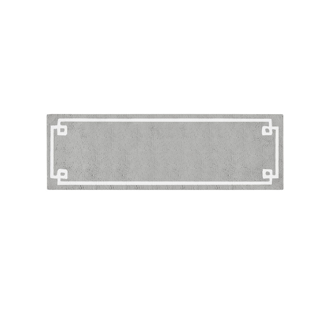 MAYEERTY Medium Pile Cotton Tufted Bathroom Rug, Grey, 24"W x 72"L