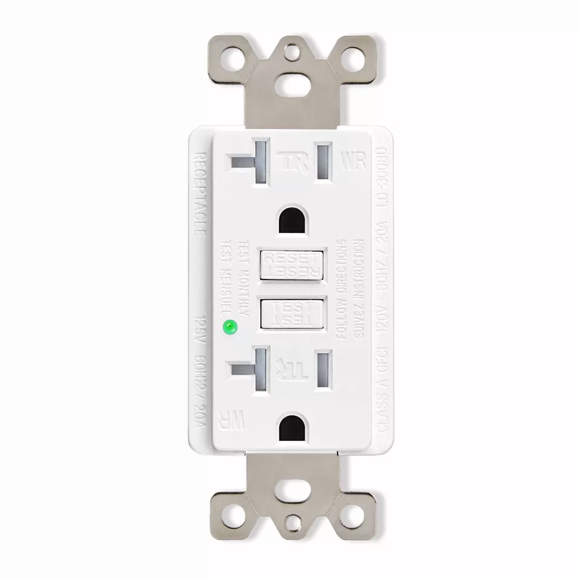 Gfci Outlet 20 Amp Bathroom Gfi Receptacle Led Indicator Tamper-Resistant Wr Tr