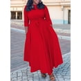 thumbnail image 4 of AURA Plus Size Dress for Curvy Women Stretch Self Tie A-Line Maxi Dress with Pockets Swing Long Outfit, 4 of 5