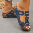 thumbnail image 5 of RUIYANQI Women's Open Toe Slide Sandals Cutout Design Comfortable Wedge Heel Summer Beach Shoes Casual Outdoor Footwear Trendy Vacation Sandals Blue Women Sandal, 5 of 8