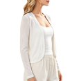 thumbnail image 4 of BODOAO Women's Long Sleeve Cropped Cardigan Open Front Bolero Shrug Lightweight Knit Cover Up, Soft Fitted Layering Sweater for Dresses Office Casual Wear White XL, 4 of 5