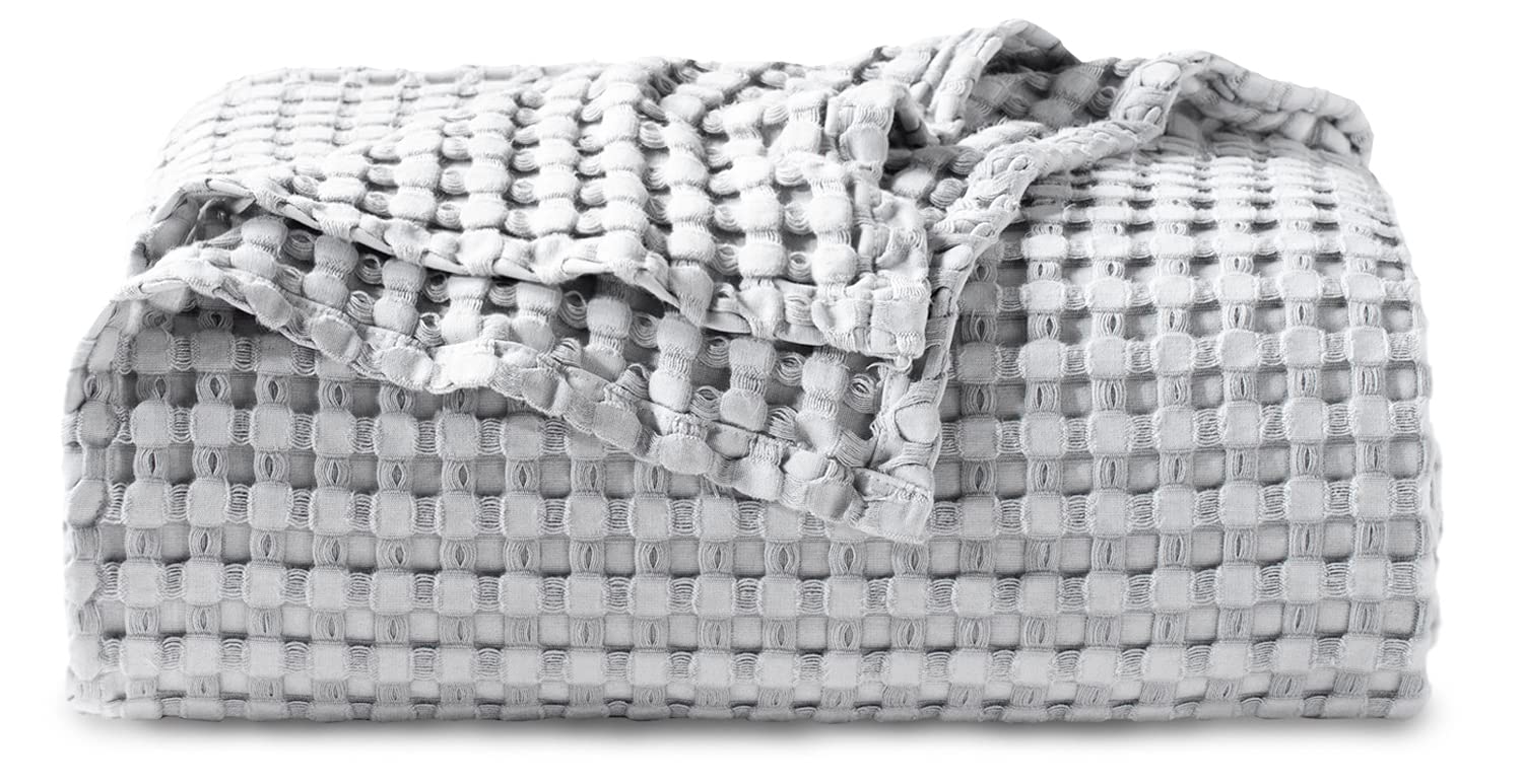 BEDSURE Cotton Waffle Blanket King Size Lightweight Soft Cooling
