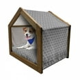 thumbnail image 1 of Abstract Pet House, Geometric Inner Triangles Minimalist Western Expressionism Style Boho Display, Outdoor & Indoor Portable Dog Kennel with Pillow and Cover, 5 Sizes, Black White, by Ambesonne, 1 of 5