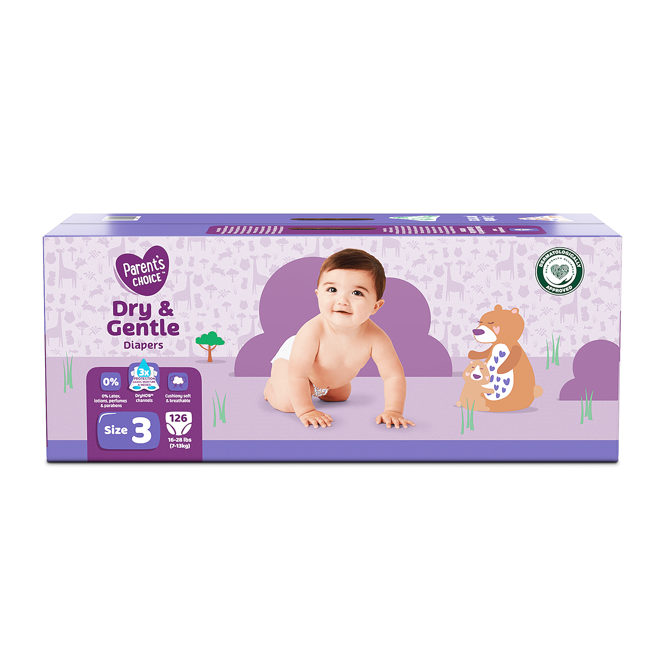 Parent's Choice Dry & Gentle Diapers Size 3, 126 Count 