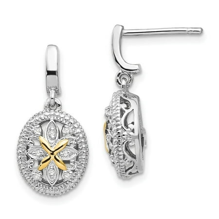Auriga Mother s Day Gift 925 Sterling Silver with 14K Accent Diamond Post Dangle Earrings for Women