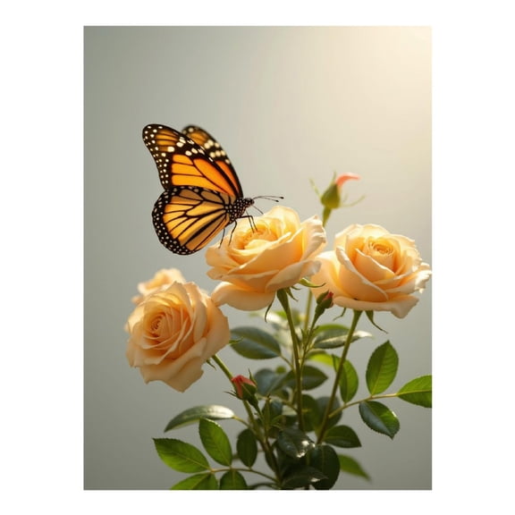 Diamond Art Kit for Adults, Butterfly On Yellow Roses Diamond Painting for Adults Beginners, 5D DIY Diamond Art Painting Kits, Colorful Diamond Painting Craft for Home Decor 12x16 Frameless