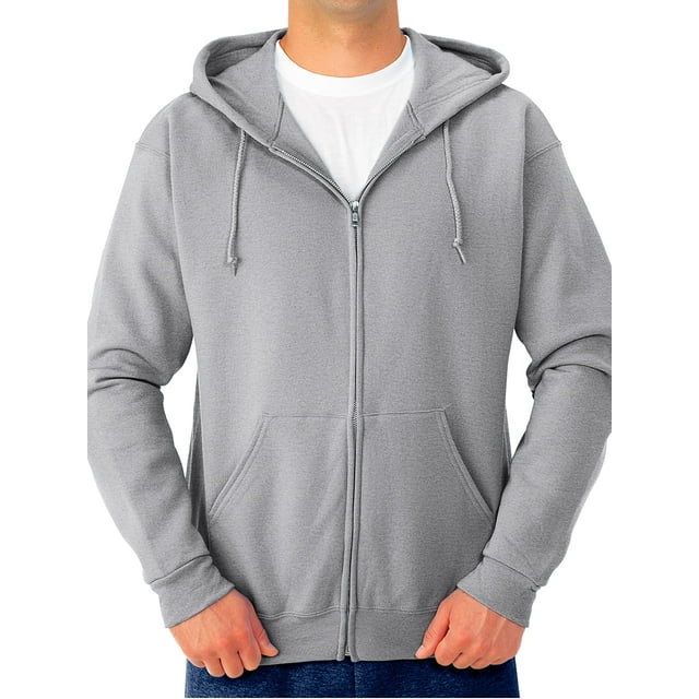 Jerzees Men's Adult Full Zip Hooded Sweatshirt, Athletic Heather, Medium