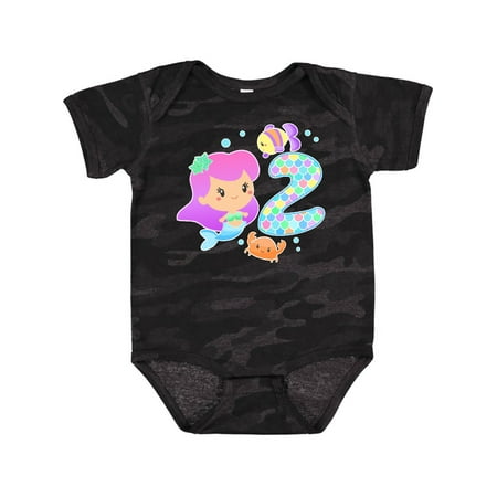 

Inktastic Second Birthday Mermaid with fish and crab Gift Baby Girl Bodysuit