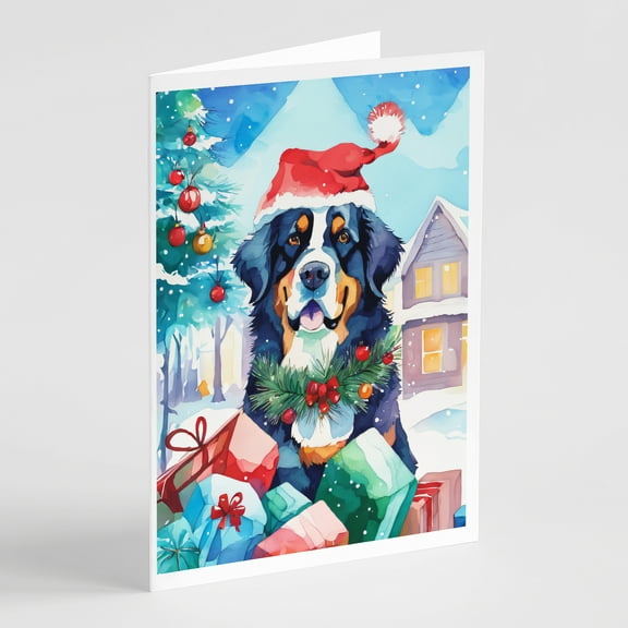 Bernese Mountain Dog Christmas Greeting Cards Pack of 8 7 in x 5 in
