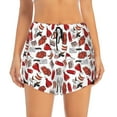 thumbnail image 2 of Pofeuu Red Food Print Women's Athletic Shorts Running Workout Shorts Tummy Control Quick Dry Gym Shorts with Pockets Double layer sports shorts-Small, 2 of 7
