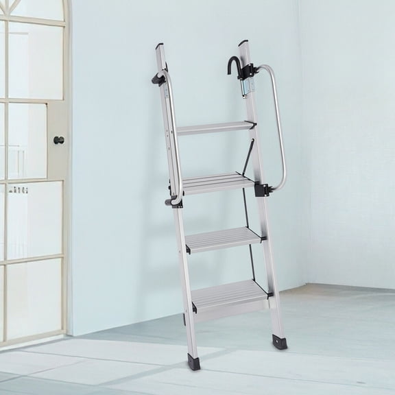 4-Step Aluminum Alloy Bunk Bed Ladder with Adjustable Handrail, Non-Slip Wide Pedals, Foldable Design, 330lb Load Capacity, Easy Installation for Kids & Adults