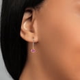 thumbnail image 4 of Gem Stone King 925 Silver and 10K Yellow Gold Pink Moissanite Dangle Earrings for Women | 1.60 Cttw | Gemstone Birthstone | Round 6MM, 4 of 4