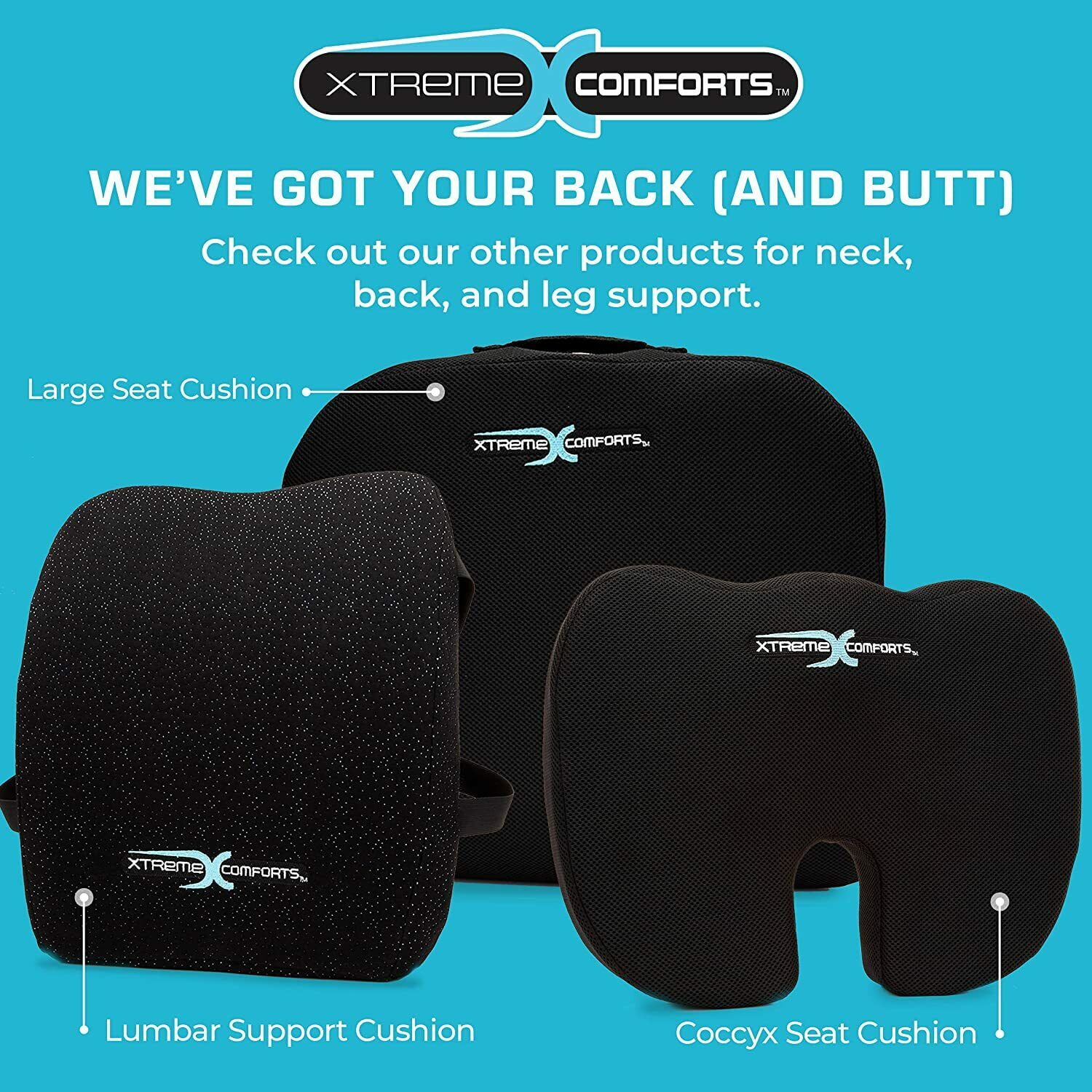 Xtreme Comforts Foam Coccyx Tailbone Cushion Orthopedic Non-Slip Chair  Pillow US 