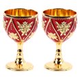 thumbnail image 2 of 2 copas de vino con exquisito relieve 3D, diseño de rosas, decorativas, vintage, doradas y rojas., 2 of 14