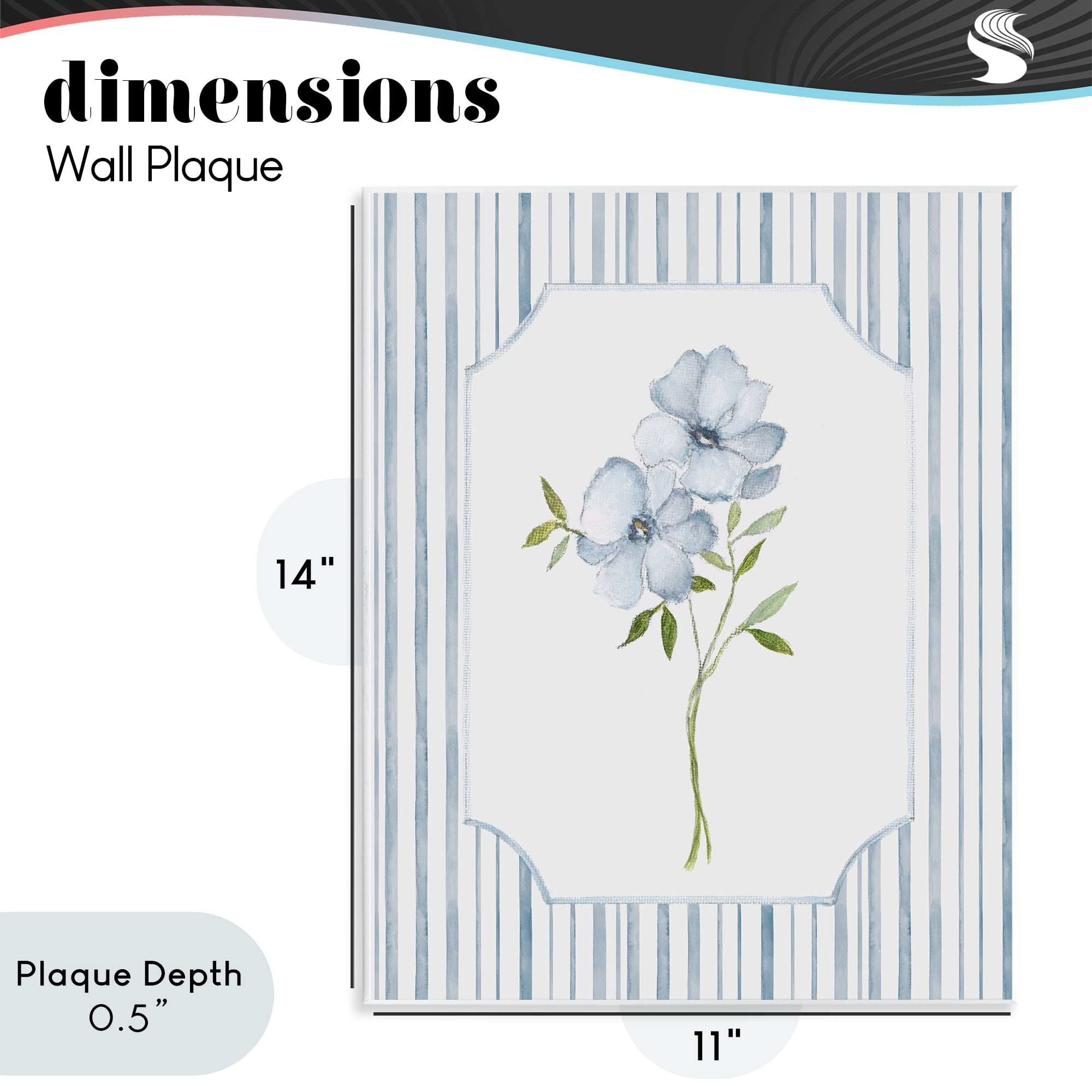Stupell Industries Blooms And Stripes Wall Plaque Art, design by Tava Studios