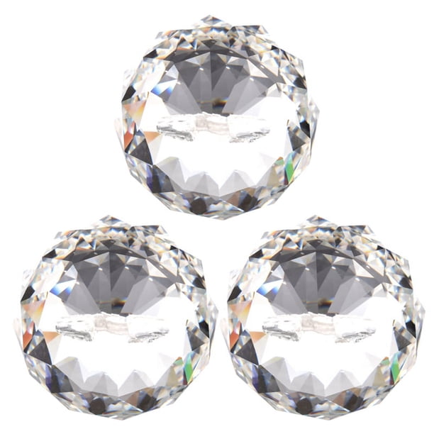 3X 40MM Bola de Pendiente de Cristal Decoracion con Facetas Feng Shui (Claro)