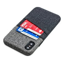 Dockem iPhone X / XS Luxe M2 Wallet Case; Built-in Metal Plate, 2 Card Holder Slots, Black/Grey