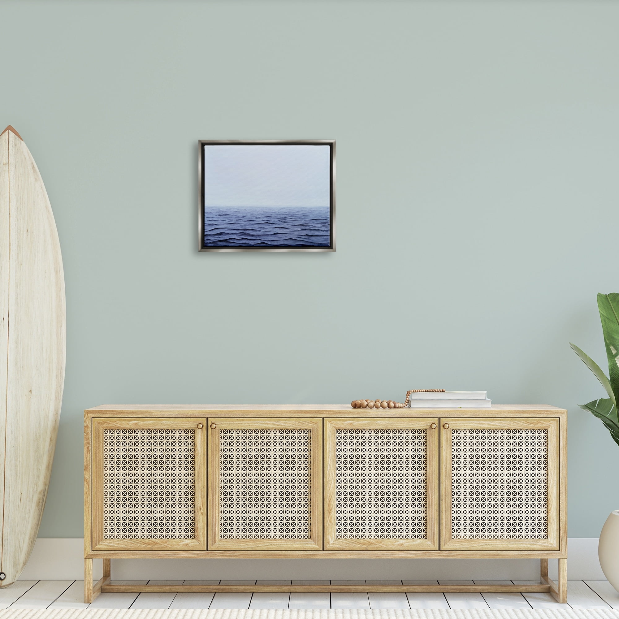 Stupell Industries Vast Ocean Horizon Soothing Blue Water Waves Photograph Luster Gray Floating Framed Canvas Print Wall Art, Design by Michael Willett