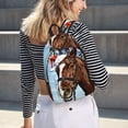 thumbnail image 5 of Disketp Christmas Horse print Canvas Backpack Lightweight Travel Daypack Student Rucksack Laptop Backpack-, 5 of 5