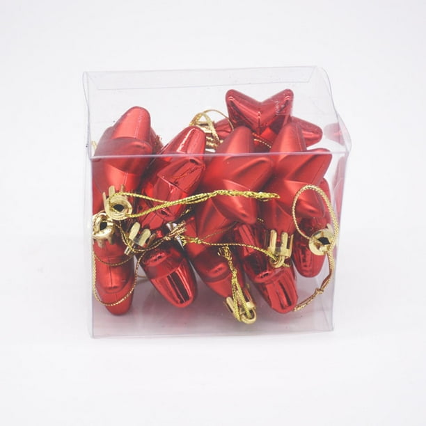 Colgante Adornos de estrella hexagonales de 4,5 cm para corona de árbol de Navidad (12 unidades), color rojo JASKFLY