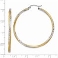thumbnail image 4 of 14K Yellow & Rhodium Diamond-Cut 2.5mm Twisted Hoop Earrings (45 X 45.5) Made In Indonesia tc435, 4 of 5